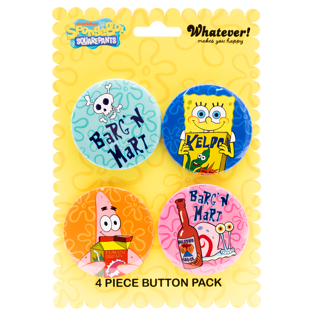 WEB EXCLUSIVE Spongebob Barg N Mart 4PK 2" Buttons