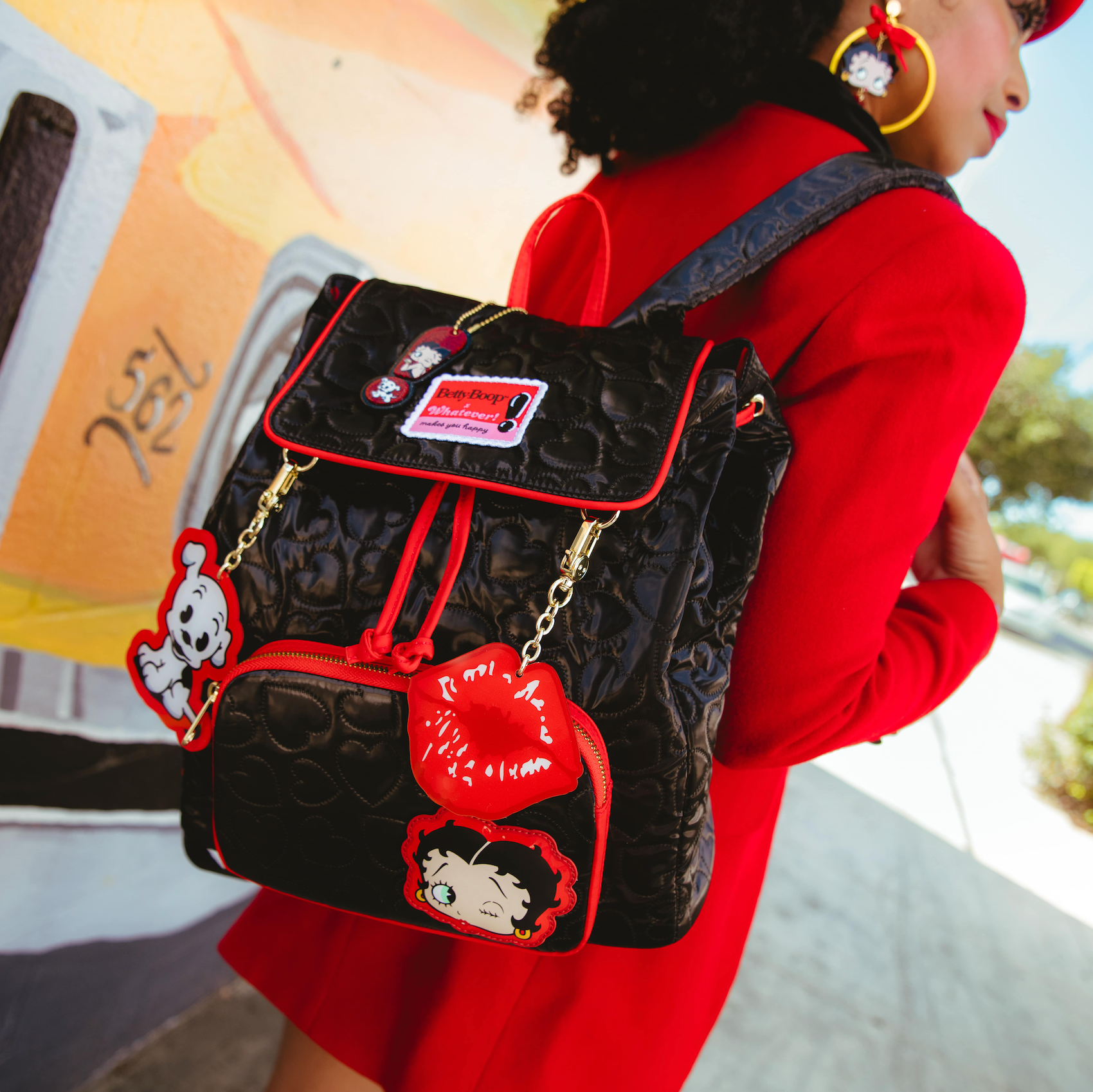 Betty Boop Quilted Heart Trinket Backpack w/ Acrylic Charms – Whatever! Company