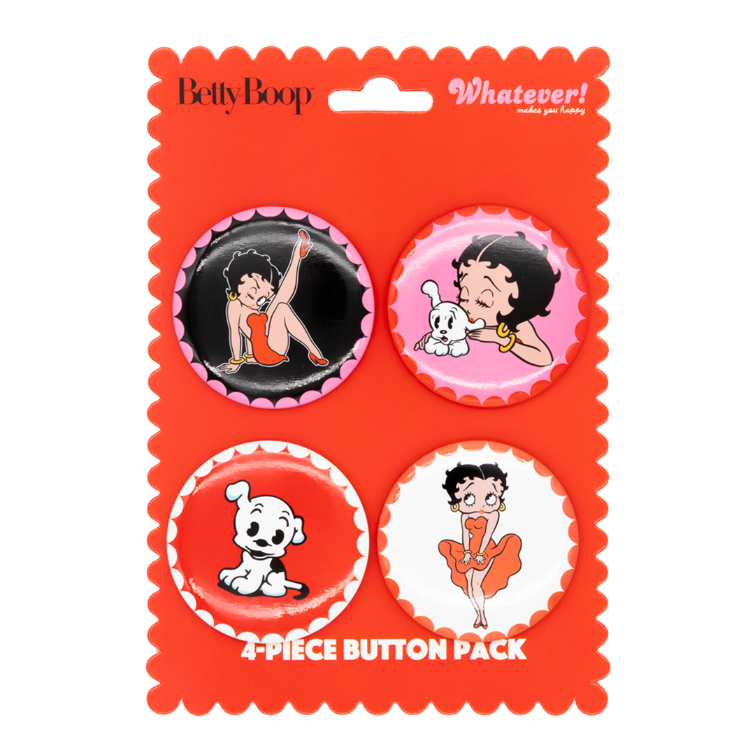 WEB EXCLUSIVE Betty Boop & Pudgy 4-Pack Buttons