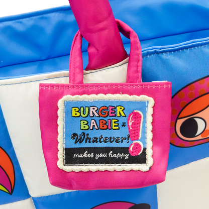 Burger Babie Nylon Padded Check Tote Bag