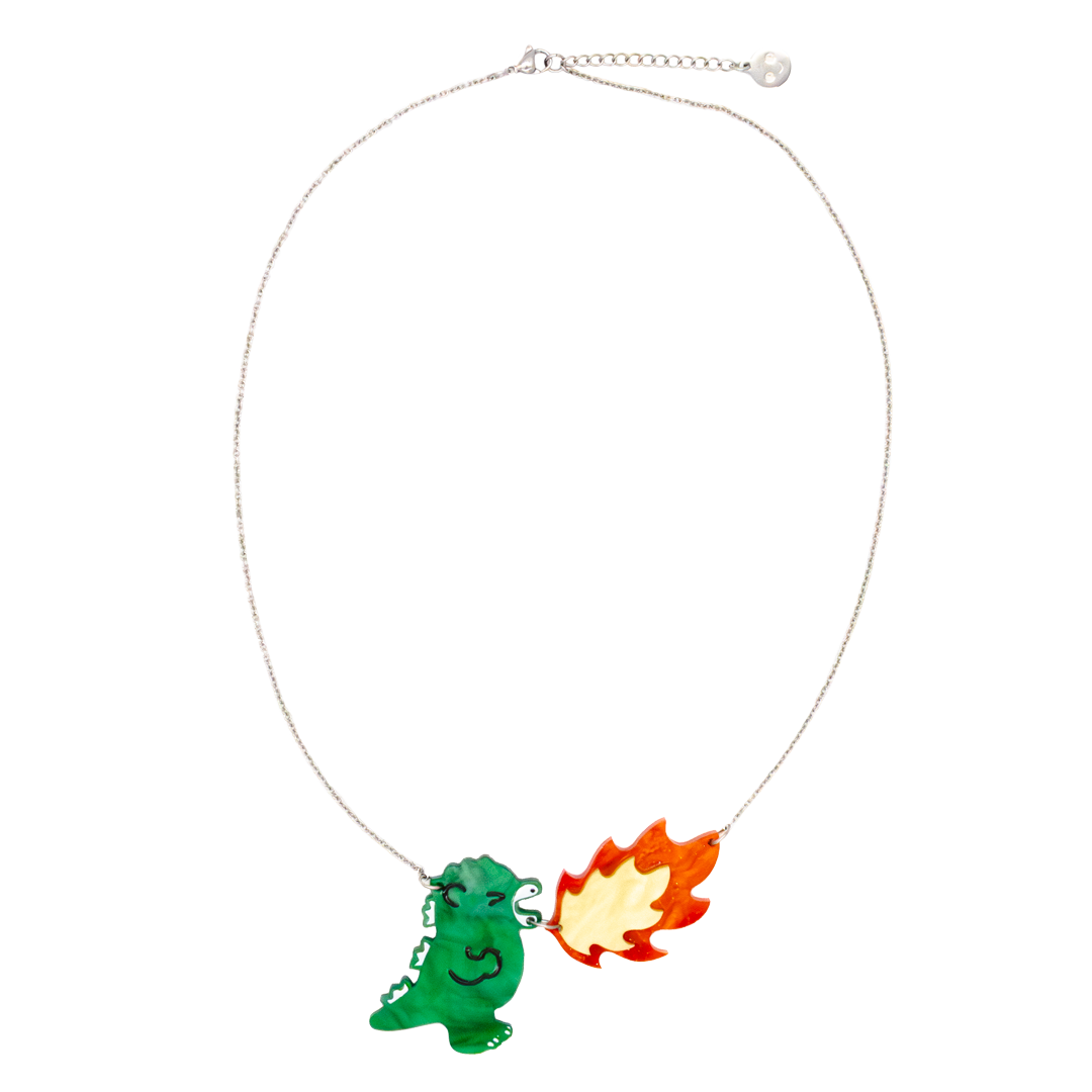 Chibi Godzilla Raids Again Breathing Fire Acrylic Necklace
