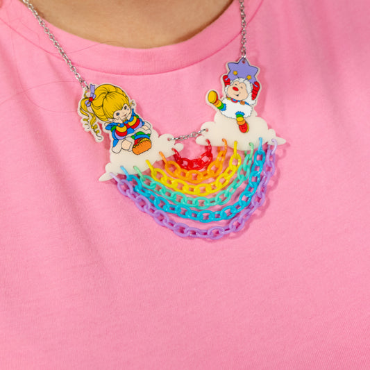 Rainbow Brite Rainbow Clouds Acrylic Necklace
