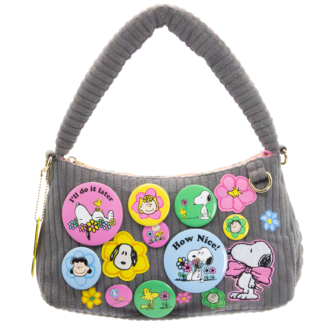 Peanuts Sherbet Spring Pins and Patches Corduroy Baguette Bag