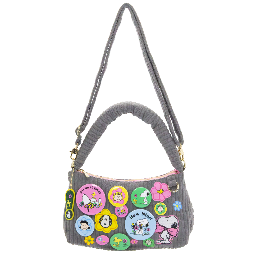 Peanuts Sherbet Spring Pins and Patches Corduroy Baguette Bag