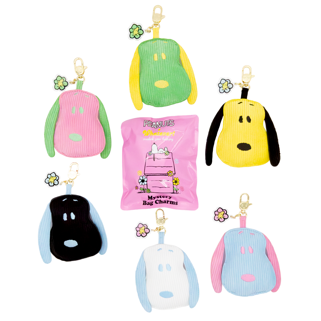 Peanuts Sherbet Spring Mystery Box Snoopy Head Padded Corduroy Bag Charms