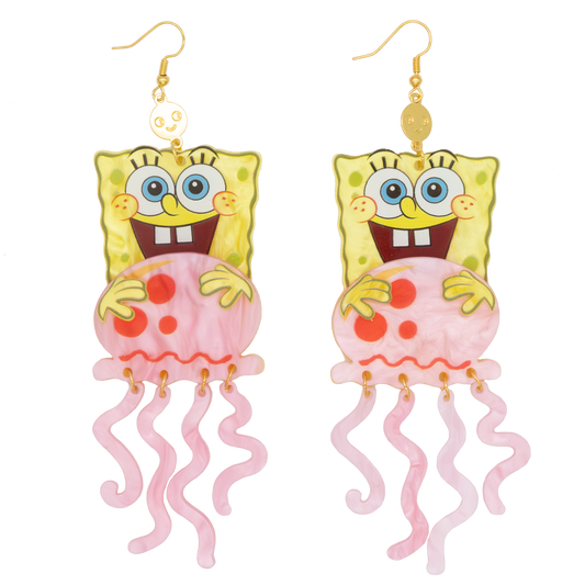 Spongebob & Jellyfish Layered Acrylic Earrings